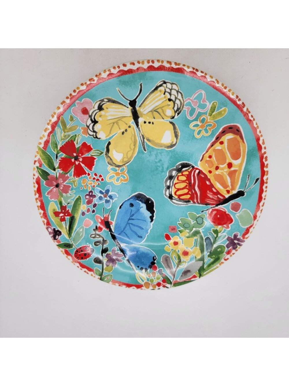 Pier 1 Imports Butterfly Porcelain Salad Plates Set Of 2 Vibrant Floral Design